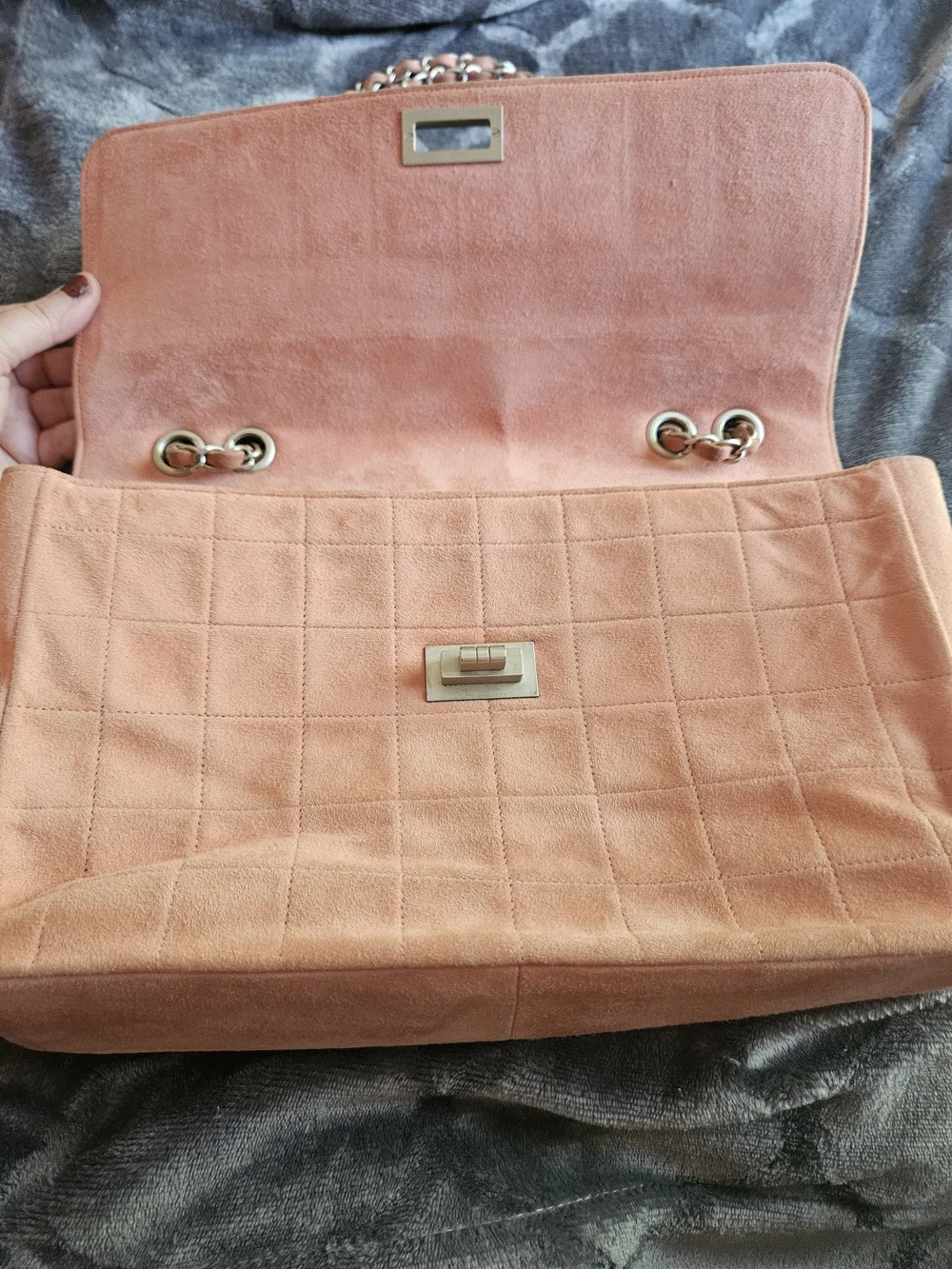 CHANEL 2.55 CHOCOLATE BAR FLAP- Pink Suede